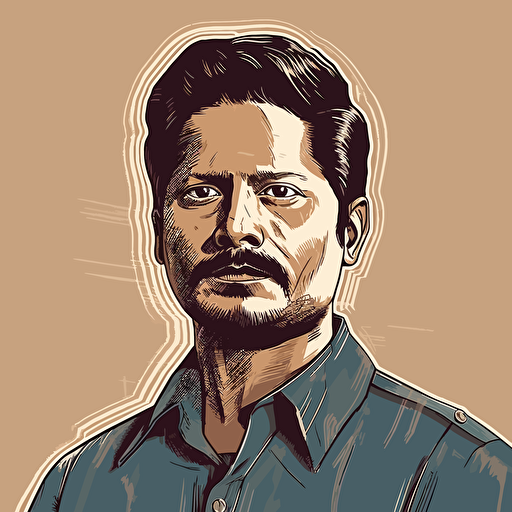 vector art style 42 year old Indian tech executive in the style of Micheal Parks
