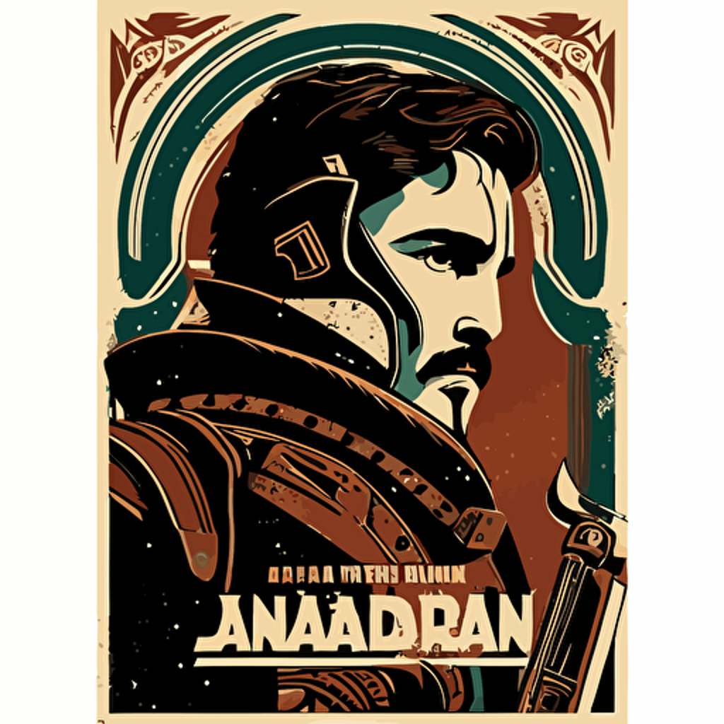 the mandalorian movie poster vector art, Shepard Fairey artstyle