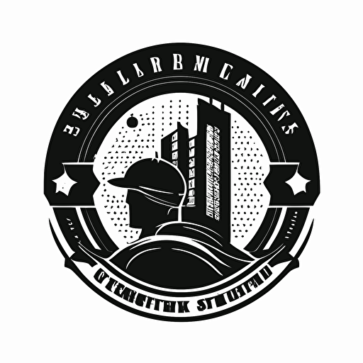 black and white construction logo, vector