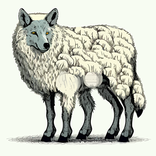 wolves are in sheep's wool , vector, illustration, full color, hd, cartoon, contour, white background