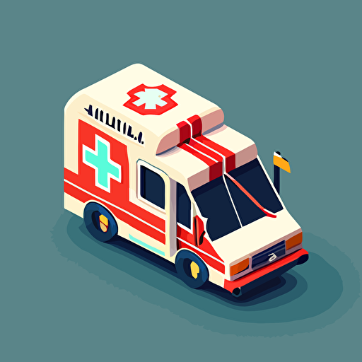 flat, 2d, vector, minimulist, logo with an ambulance