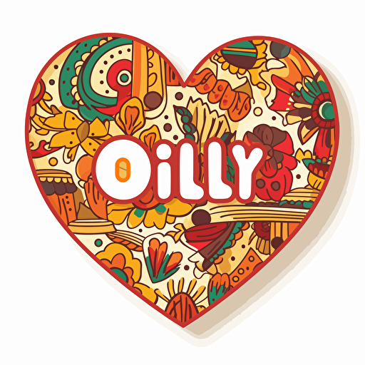 ❤️ , oilily style, colorful, sticker, white background, contour vector, view from above, attention on detail and proportions