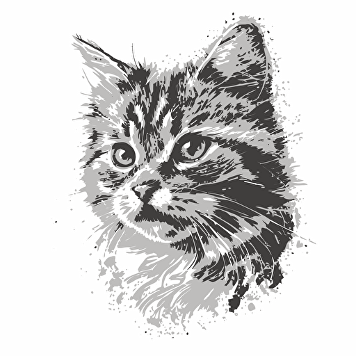 cat head pencil drawing on paper vector