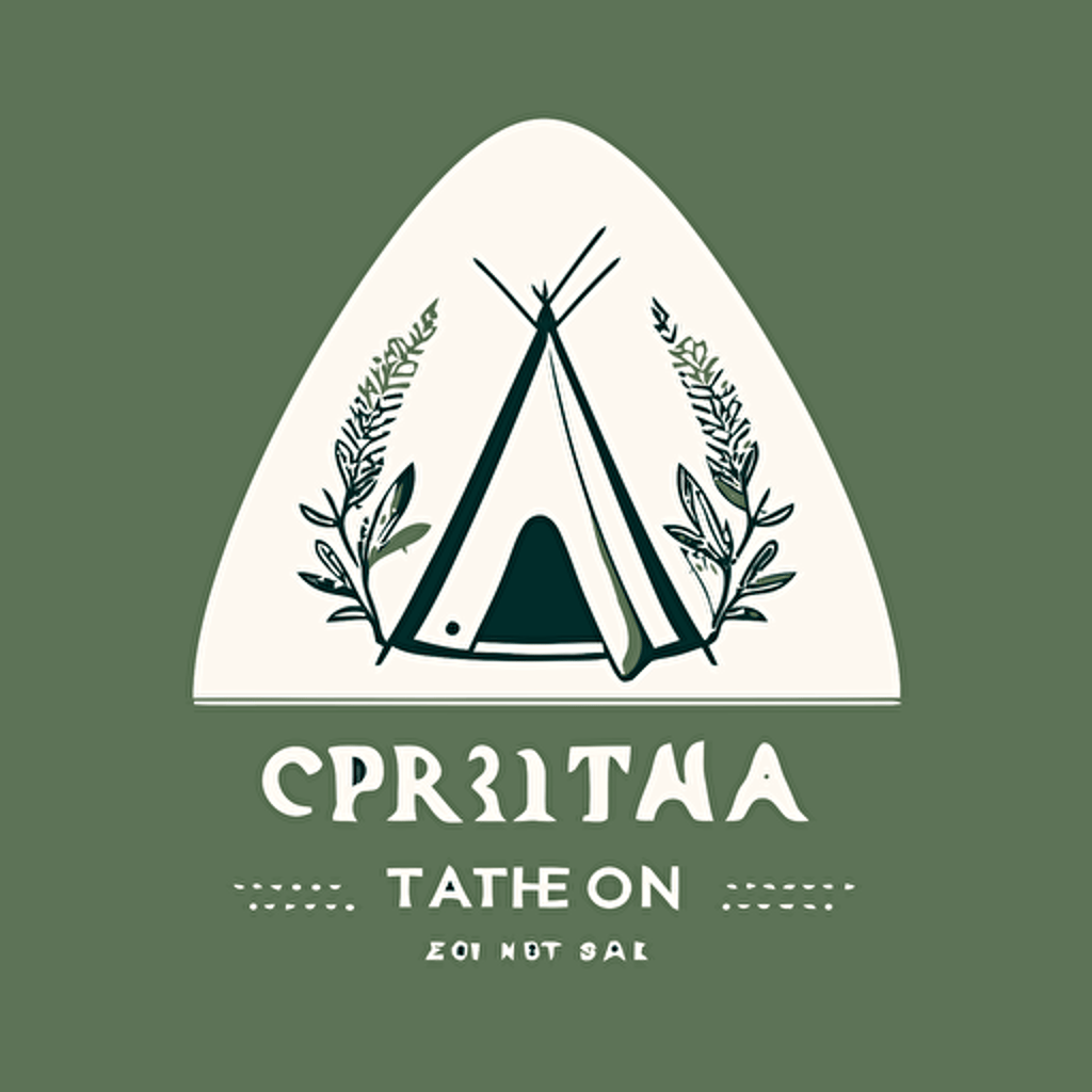 Logo for a herbal tea compagny, with a teepee, vectorial, minimalist, green and white, modern design –q 2