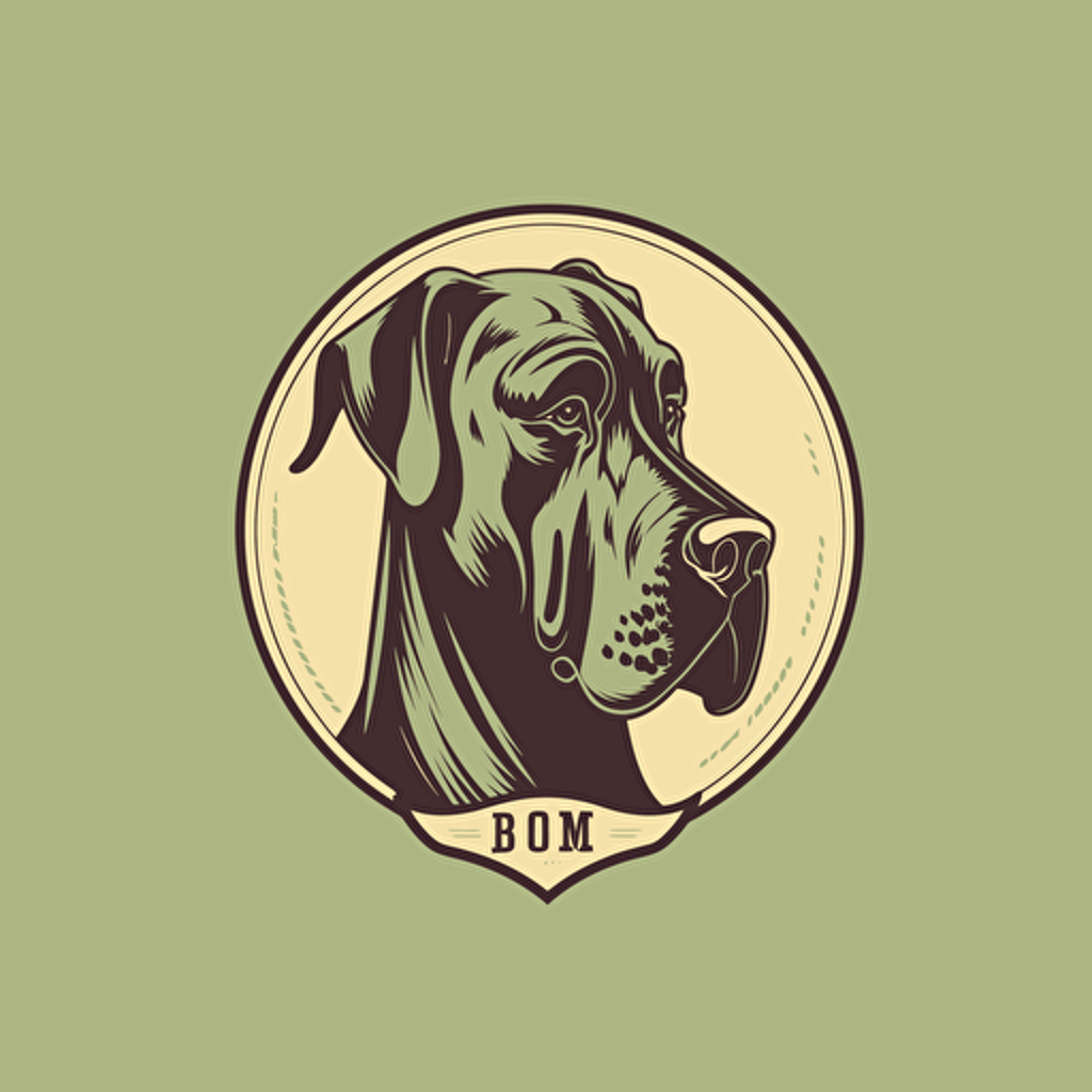 A vector logo of a Great Dane for a dog grooming business, simple, memorable, rugged, Tough, Outdoorsy, Unconventional, Adventurous, light green, brown