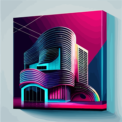 Cyber wave art style colored vector digital printing house
