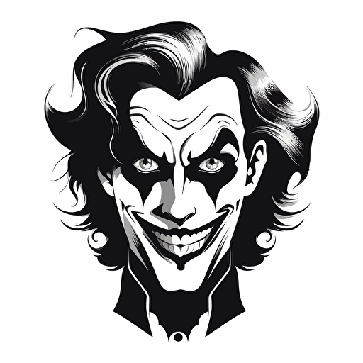 black and white joker face silhouette just eyes nose and mouth illustration vector v5