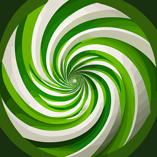 flat vector art, 2 colors, white swirl vortex, green background