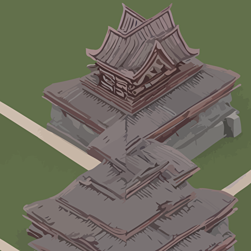 geometric design isometric japanese temple blood moon trending artstation 3d render unreal engine 5