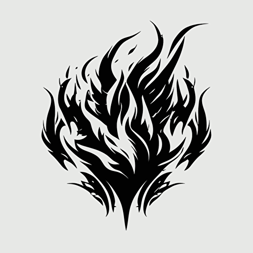 simple vector logo of flames, black & white