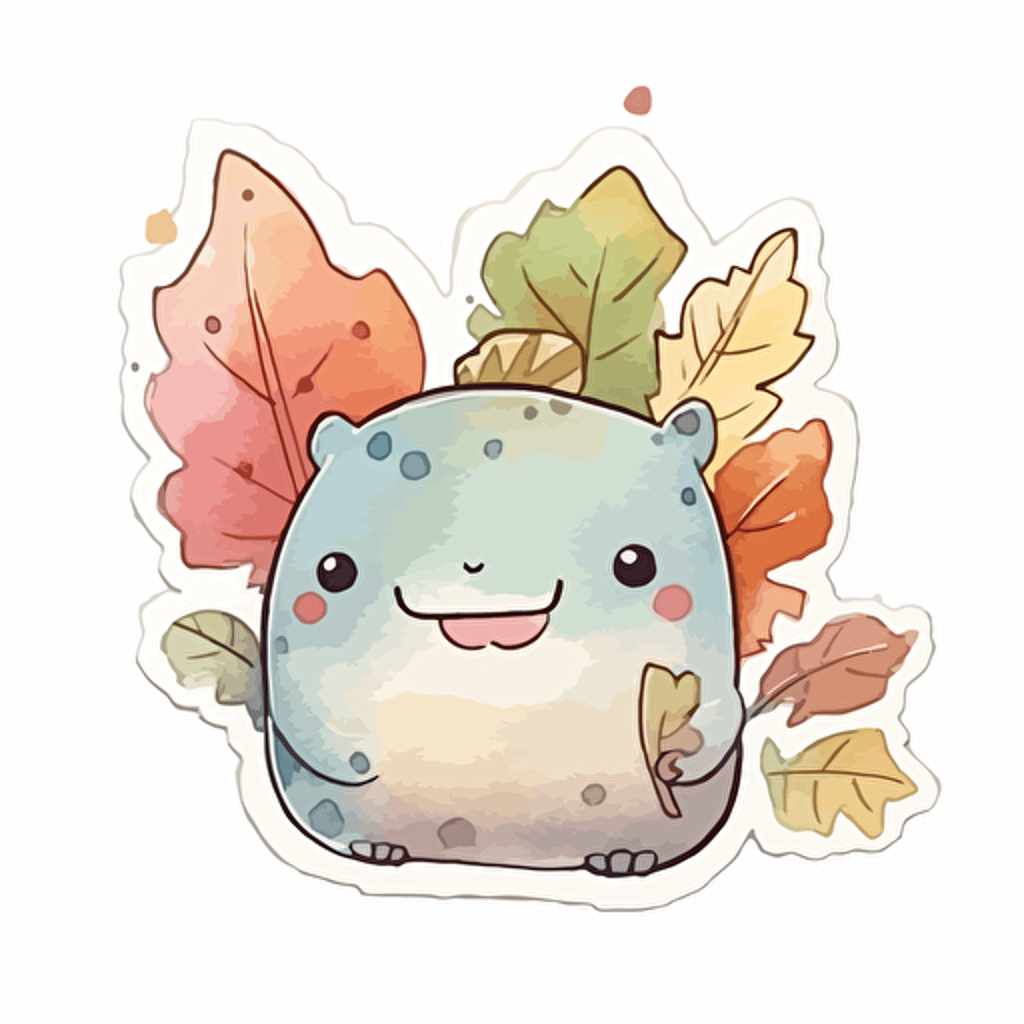 cute simple sticker for journal, vector, cute, highly detailed, clear view, sticker for journal, white background, no shadows, watercolor illustration, happy, ghibli style, watercolor