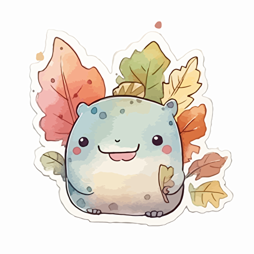 cute simple sticker for journal, vector, cute, highly detailed, clear view, sticker for journal, white background, no shadows, watercolor illustration, happy, ghibli style, watercolor