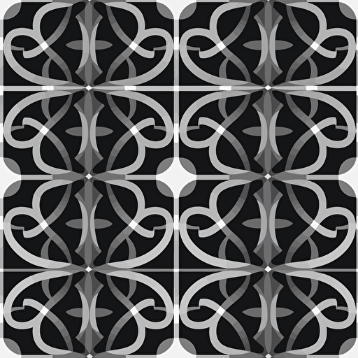 black and white vector, fabric pattern tile, seamless, no light, 2d flat, grayscale, no gradient, no shadows, fill frame,