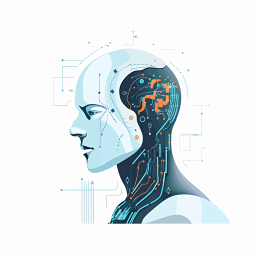 2d flat vector, white background, artificial intelligence