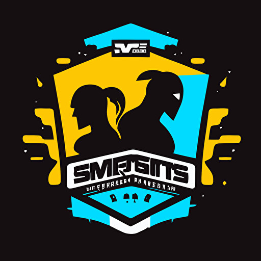 minimalist emblem for an esports gaming tournament where creators go head to head against each other, gamer style, gaming, video games, FPS, fortnite, among us, 1v1, youtube, twitch, twitter, mrbeast, silhouettes, flat, vector