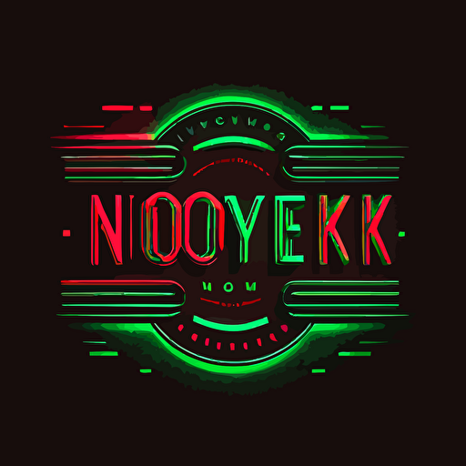 new york horiozn in red and green neon abstract style on black background, vector illustrated logo, simple flat design