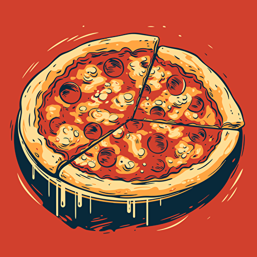 simple shadeless one color vector art of pizza. Colors which should be used #DB3014 and #FCC568