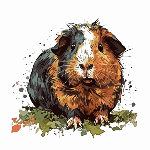 Guinea pig, ilustration, vector art, white bg.