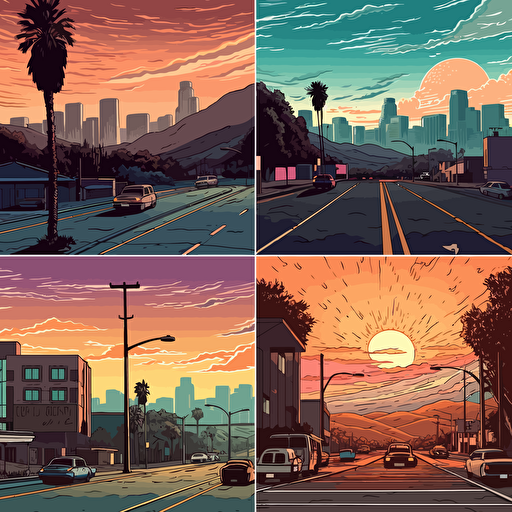 4 color vector art of los angeles