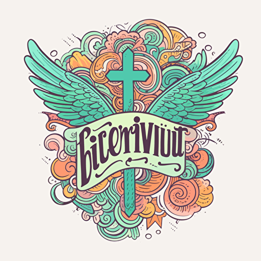 Christian Quotes, Sticker, cute, tertiary color, digital art, contour, vector, white background, detailed