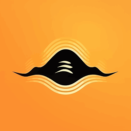 simple black sound wave vector abstract logo, orange background