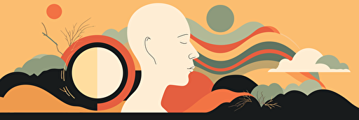 abstract image that represents deep thought and enlightenment, flat, minimalistic, creative, vector, illustration