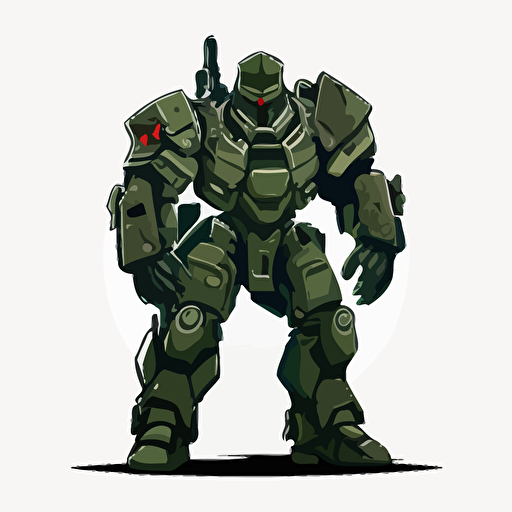 military golem, vector logo, vector art, emblem, simple cartoon, 2d, no text, white background