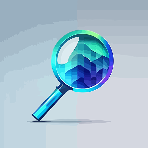 modern gradient logo of a magnifying glass, blue hues, vector
