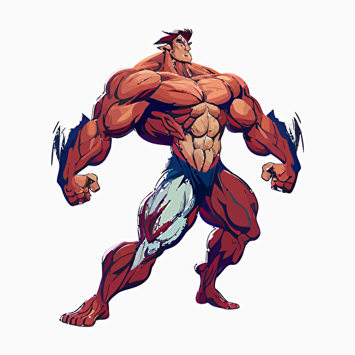 cartoon muscles, vascular, surface veins, shredded, jacked, flex, vector style, simple colors, on white background
