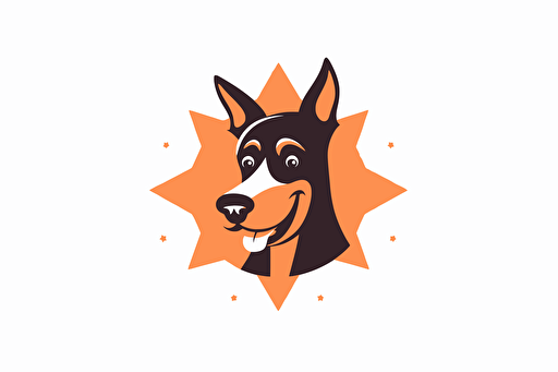logo for a dog traning business, include a star, catchy but simple, fun, background white, vector