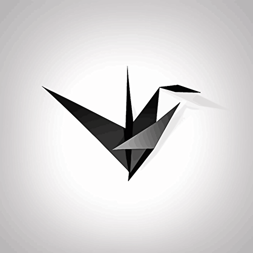 vector logo made simple shapes and line in paper crane named Paper Build,whtie and black color,