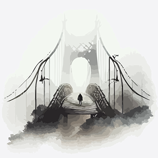 bridge in fog, vector art, logo, high resolution
