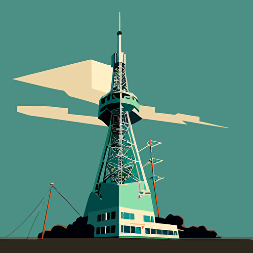 Sutro tower in corporate mephis style, flat, vector art