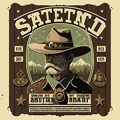 affiche, publicité, batiment sheriff office , pendaison, western, style 1800, flat, vectorized