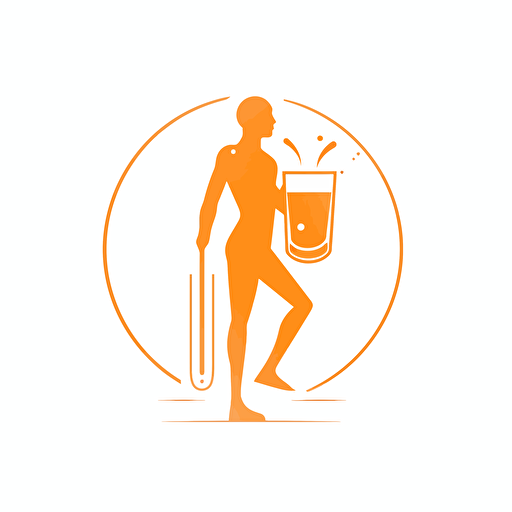 Simple vector logo, sports massage company, orange on a solid white background. on a drinks mat –no text
