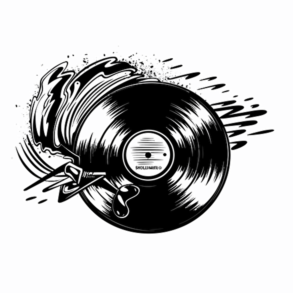 vinyl record, black and white logo, vector,