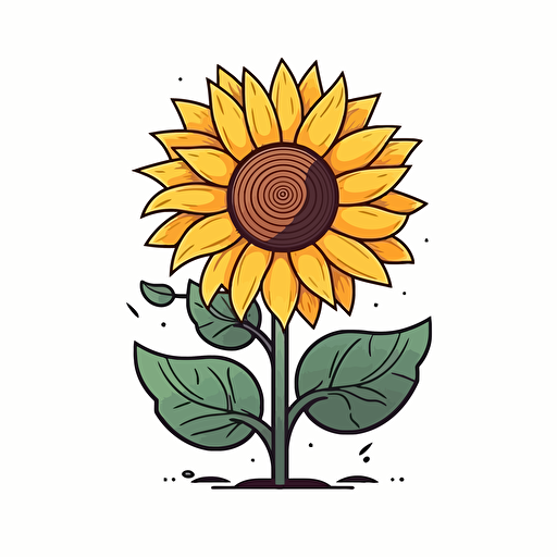 a simple vector like flat style sunflower on white background, modern look