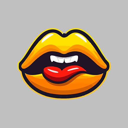 a sports mascot logo of lips, simple, vector