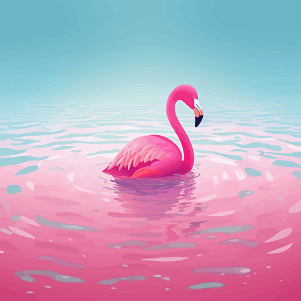 illustration of pool water covering the background, a pink flamingo pool float is floating on the water it should be in vector style artwork, it should be cute and fun feeling, in bright colors