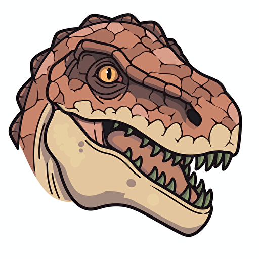 Tiled t-rex smiling head, flat, vector, no background