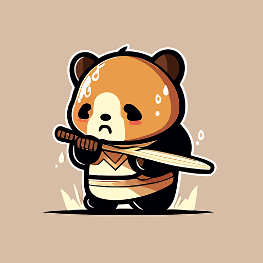 simple mascot of a hungry bear, japanese style, vector