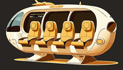 spaceship ,4 emoty seats,anime style,illustration,vector,