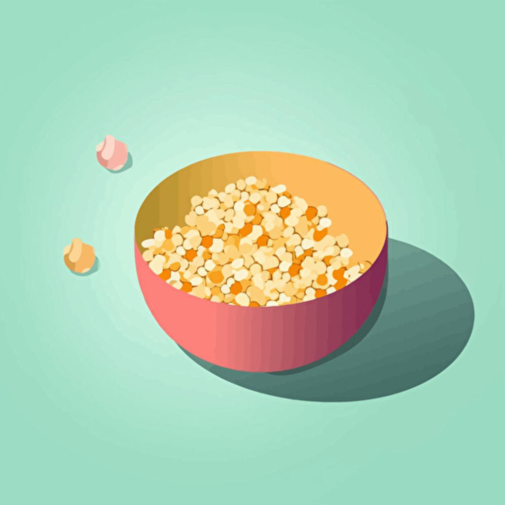 Vector designMinimal Hiroshi Nagai InspiredClean and minimalistic styleScene depicting a [serene popcorn][PASTEL and warm color scheme]