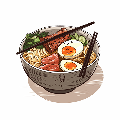 ramen bowl, vector art, white background
