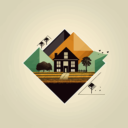 create a geometric real estate logo, vector style, country side life