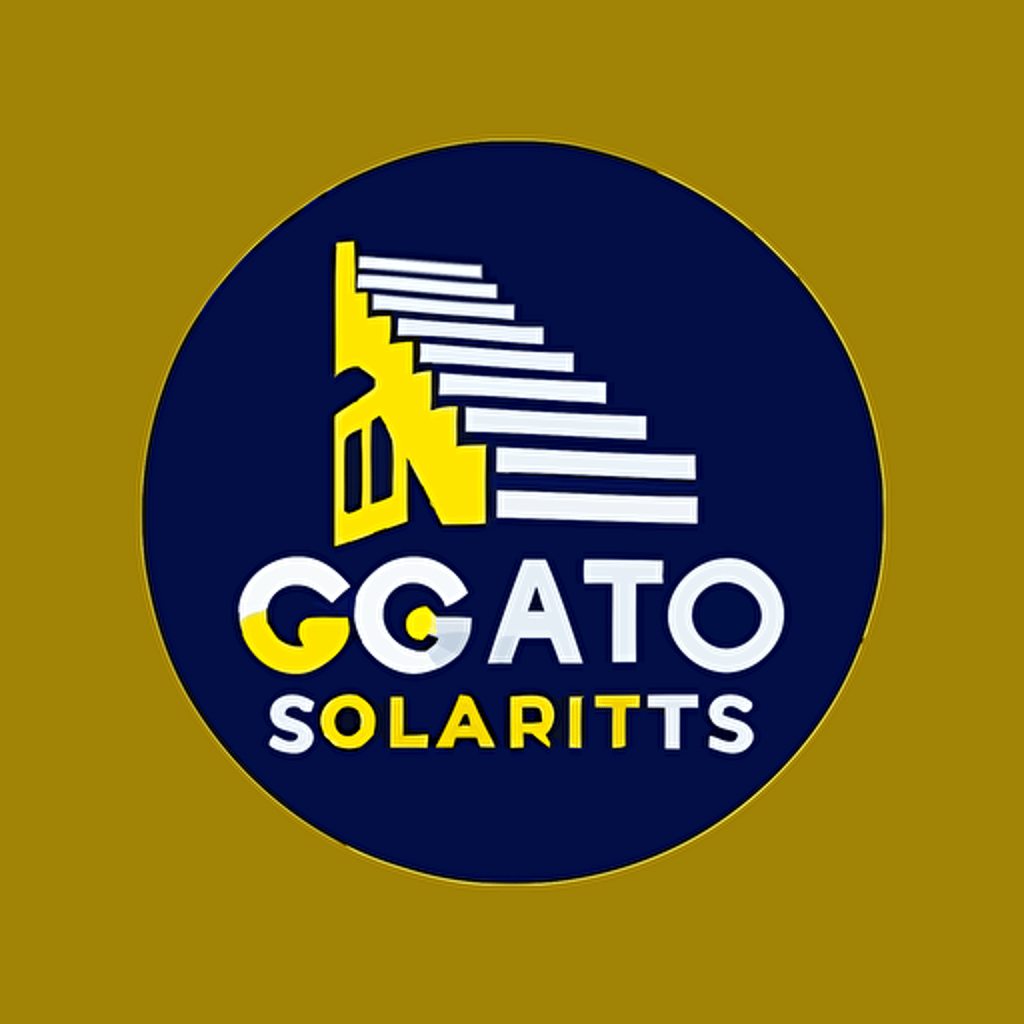 ogo with stairs factory, simple, only logo with no word,vector, main color dark blue, sub color yellow, background color is white