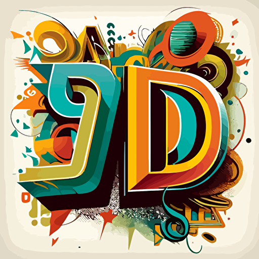 vector with the letters "D" for young people