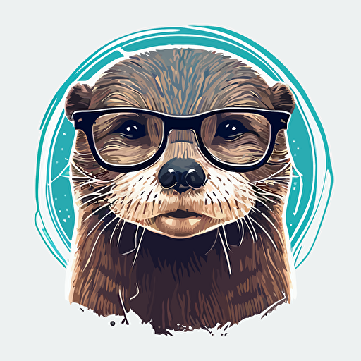 a logo of a otter wearing glasses, simple, vector