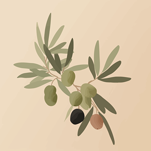 Create a silhouette of a olive branch,minimalistic,cartoon style,vector