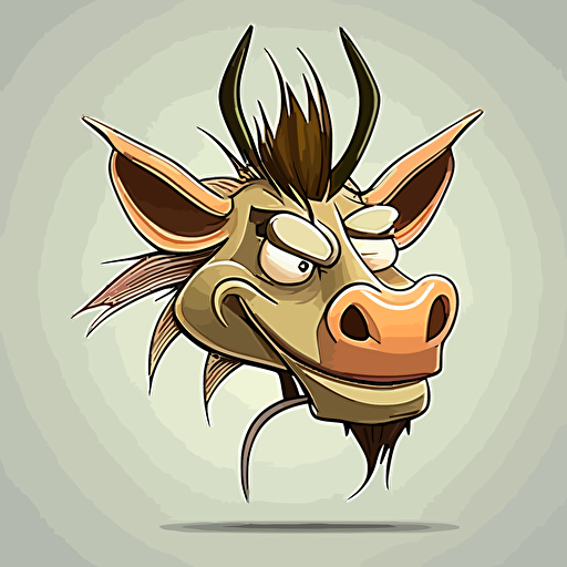 warthog, 30% human, side shot, cartoon eyes, friendly but focused, wry smile, vector logo, vector art, emblem, simple, cartoon, 2d